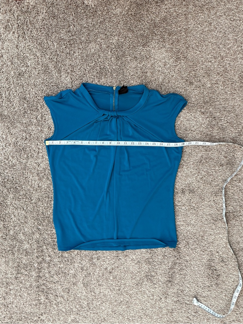 Worthington Teal Cap-Sleeve Pleated Women's Top - Picture 5 of 6